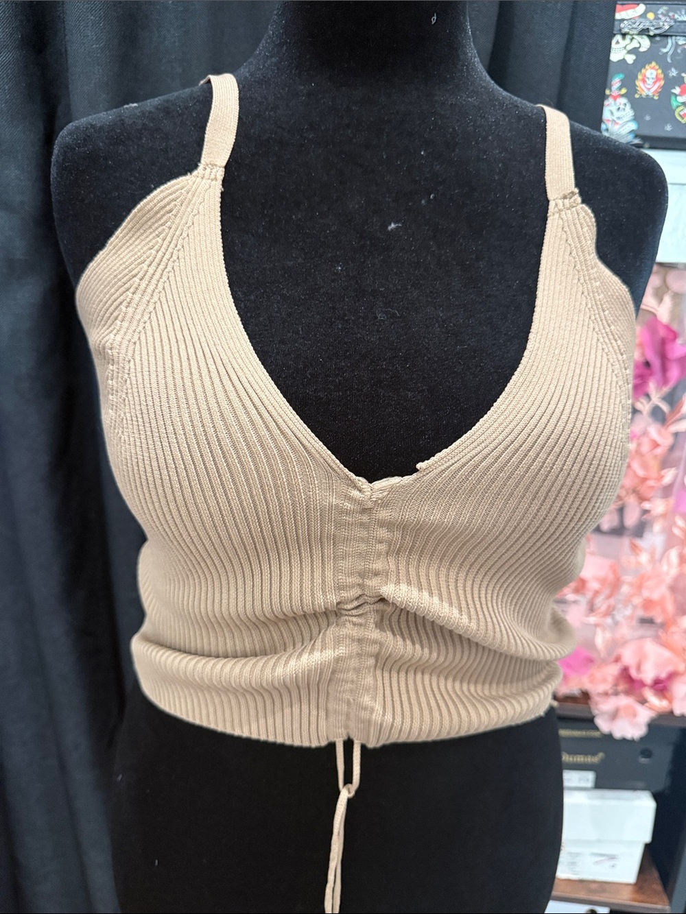 Forever 21 Tan Ribbed Drawstring Camisole - Picture 4 of 4